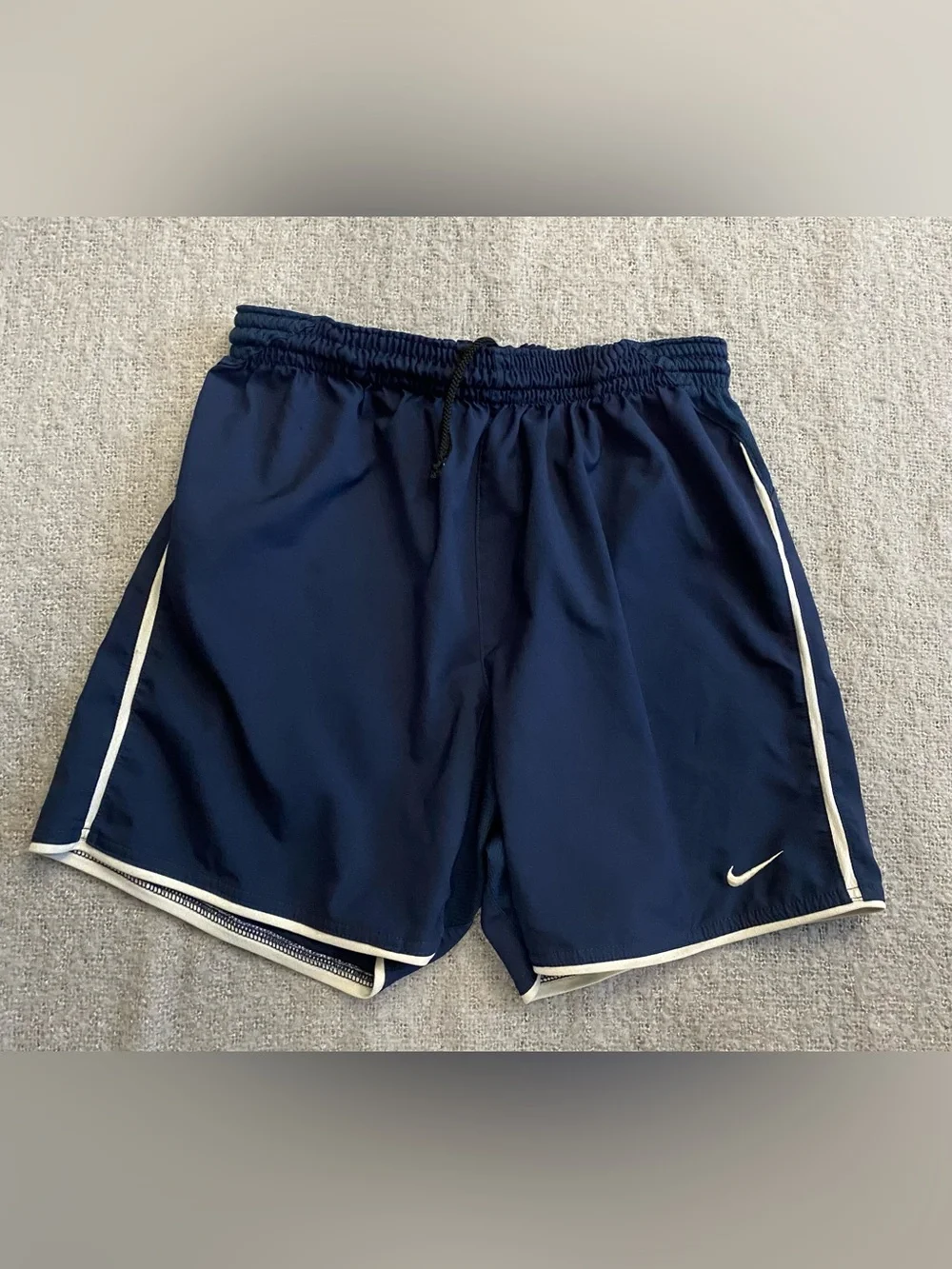Nike Women's Navy Blue Athletic Shorts with White Piping